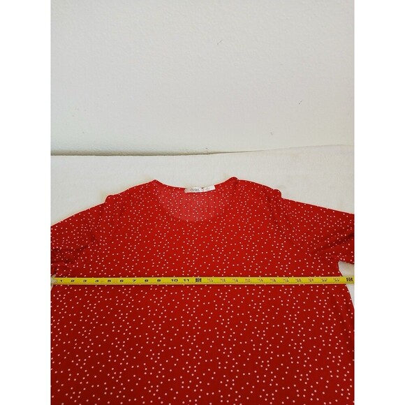 Cure Women's Blouse Tunic Red‎ White Polk Dot Short Sleeve Ruffle Sleeve 2XL - Picture 9 of 14